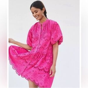 Anthropologie Talulah Eyelet mini dress - pink Medium